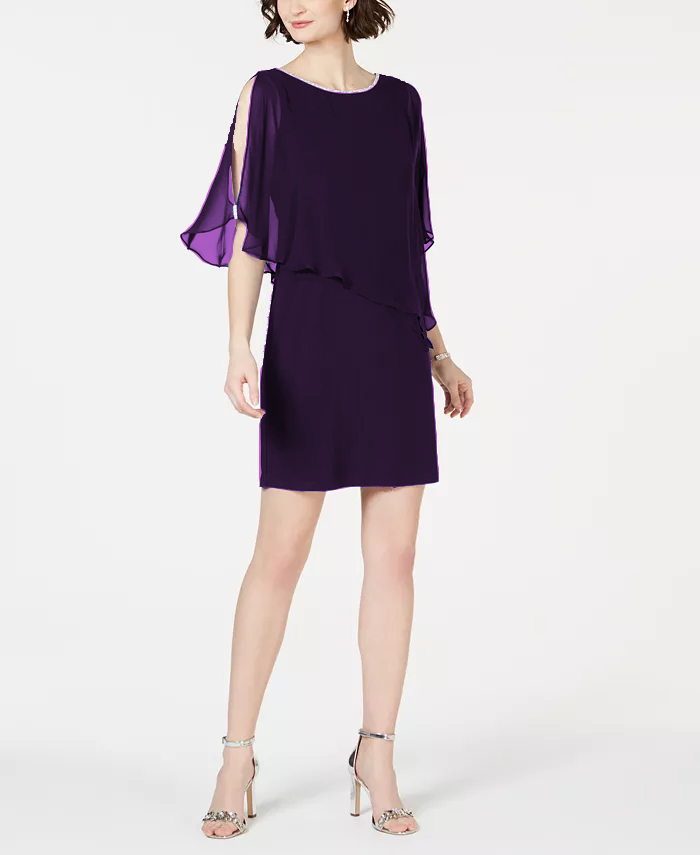 Vestido con capa y strass