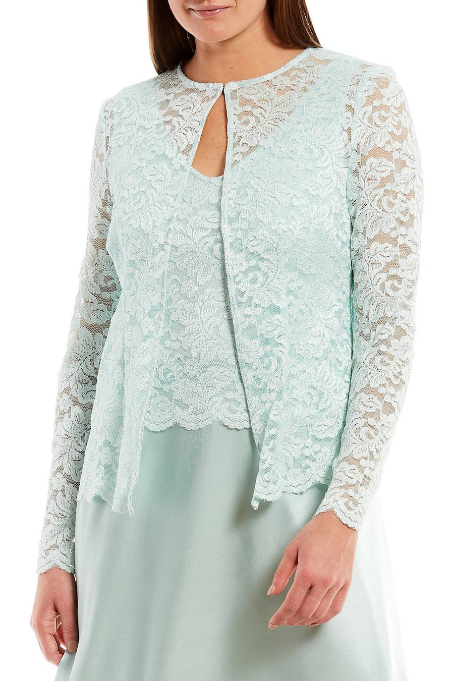 Chaqueta de encaje verde agua
