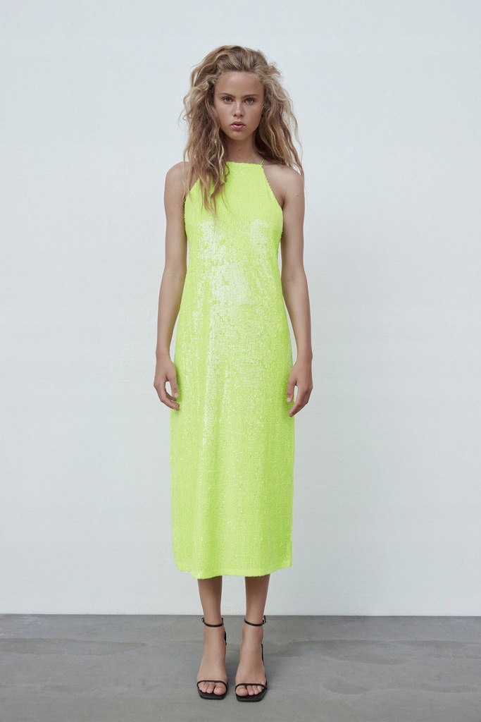 Vestido verde lima de lentejuelas