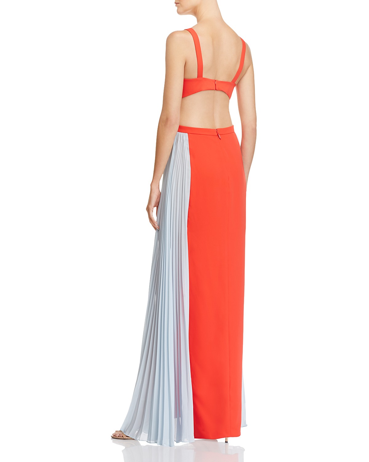Vestido rojo sandía con costados de falda en celeste
