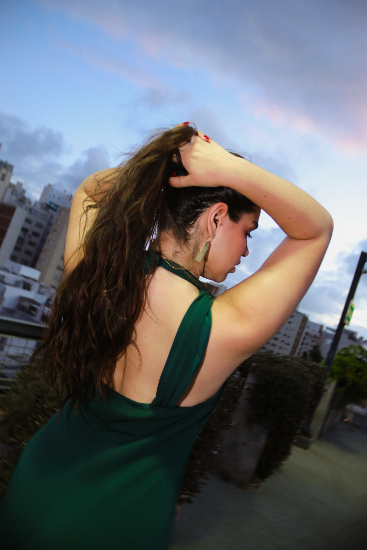 Vestido verde con doble bretel