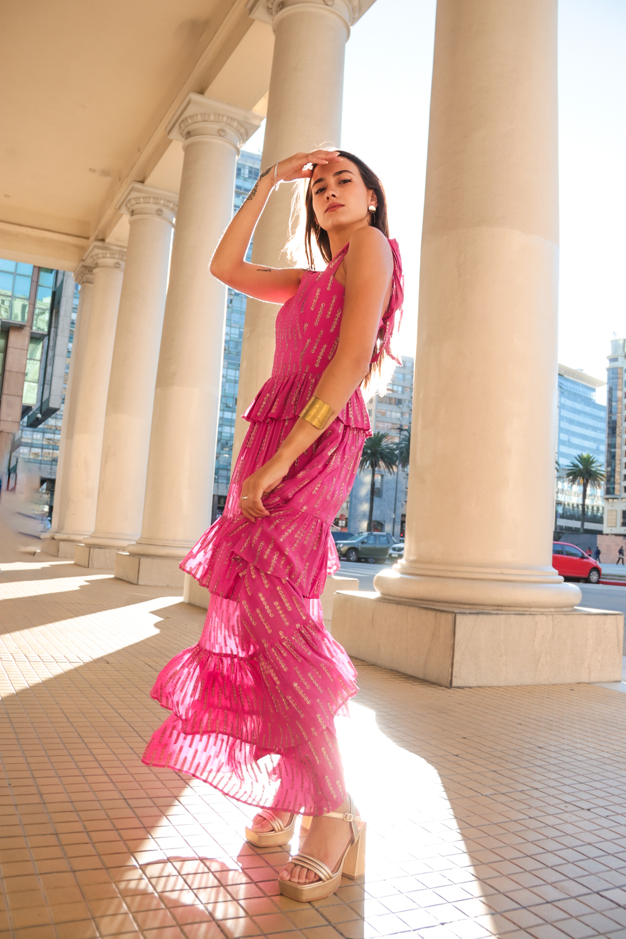 Vestido con falda con volados