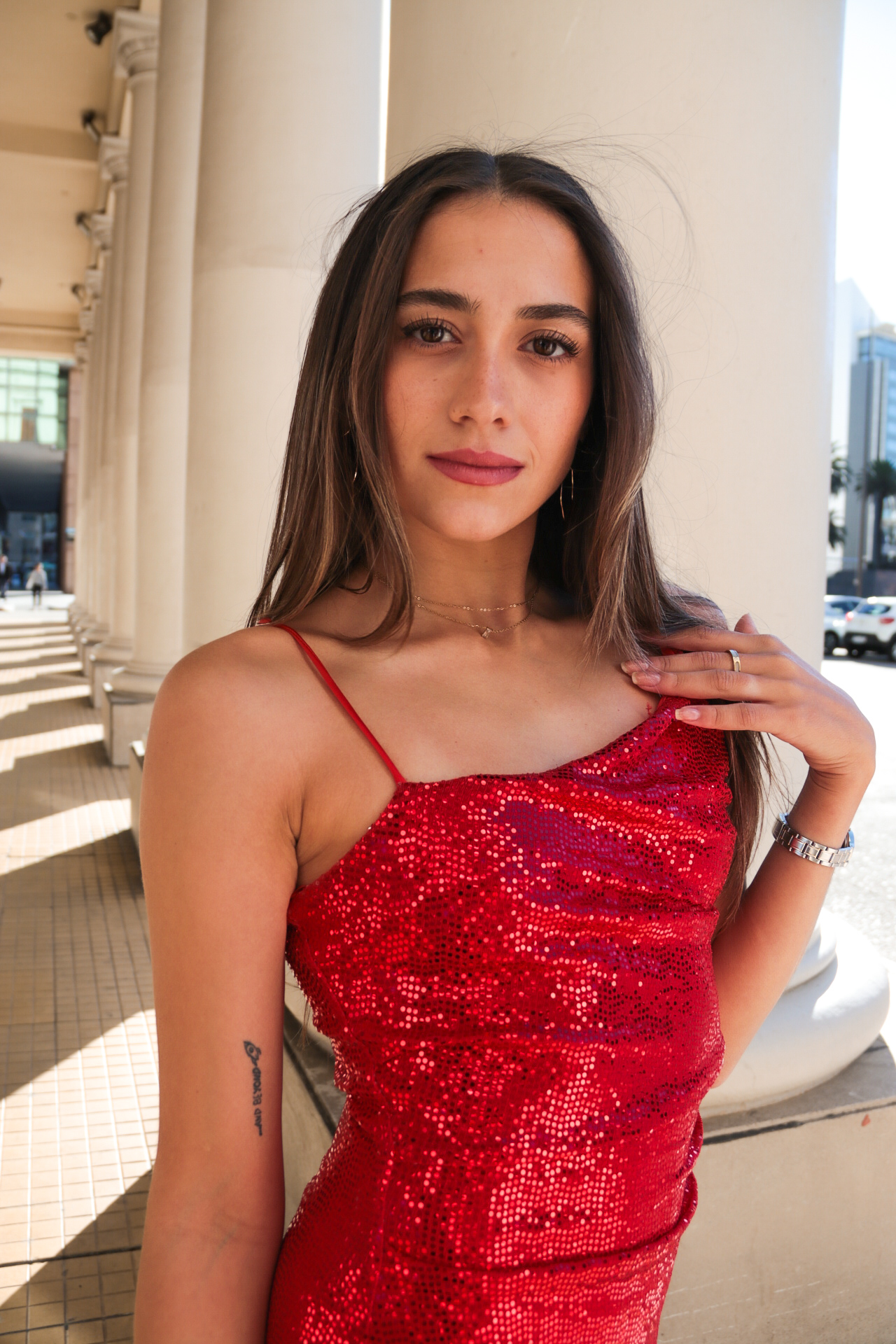 Vestido rojo con brillos