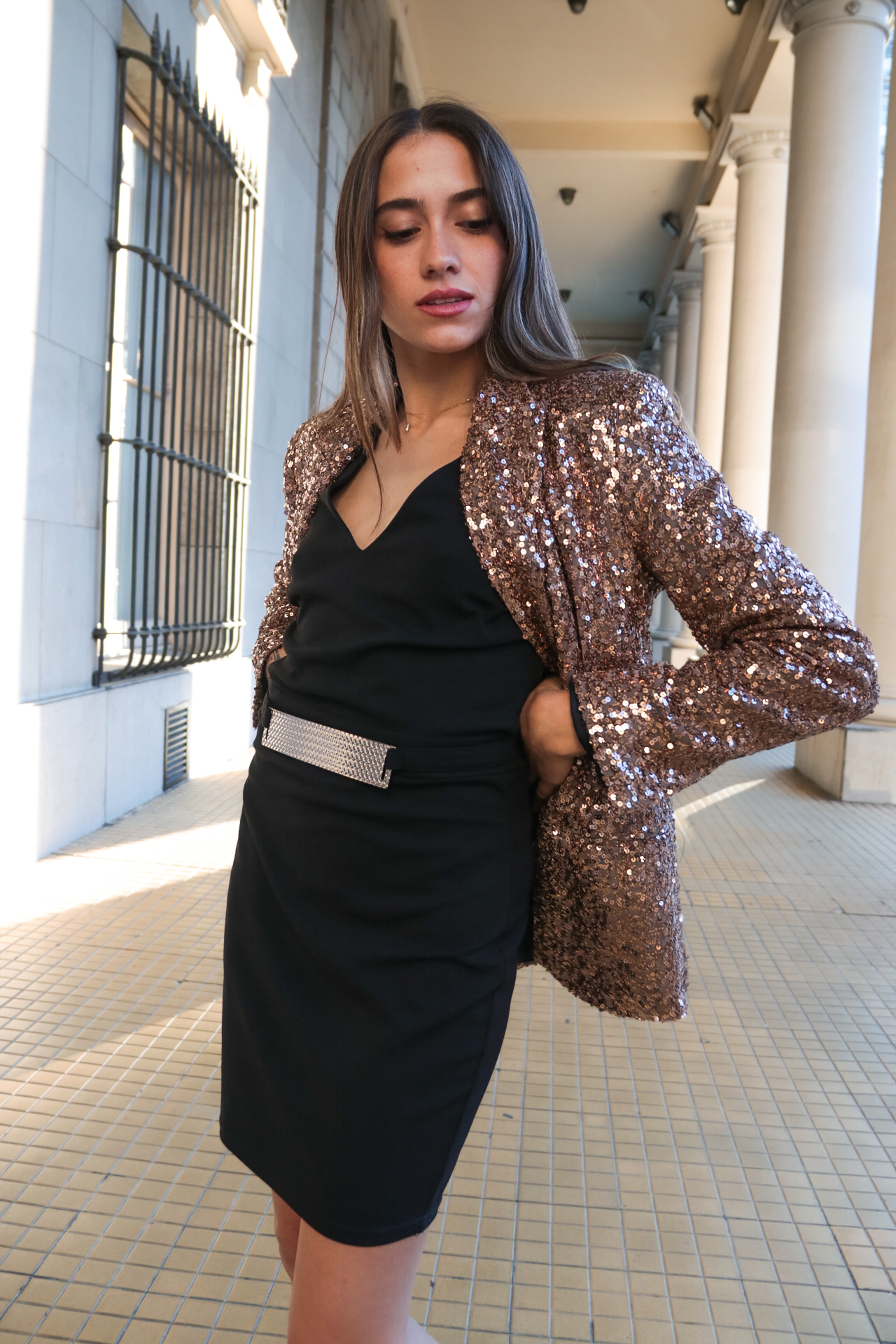 Chaqueta dorada de lentejuelas