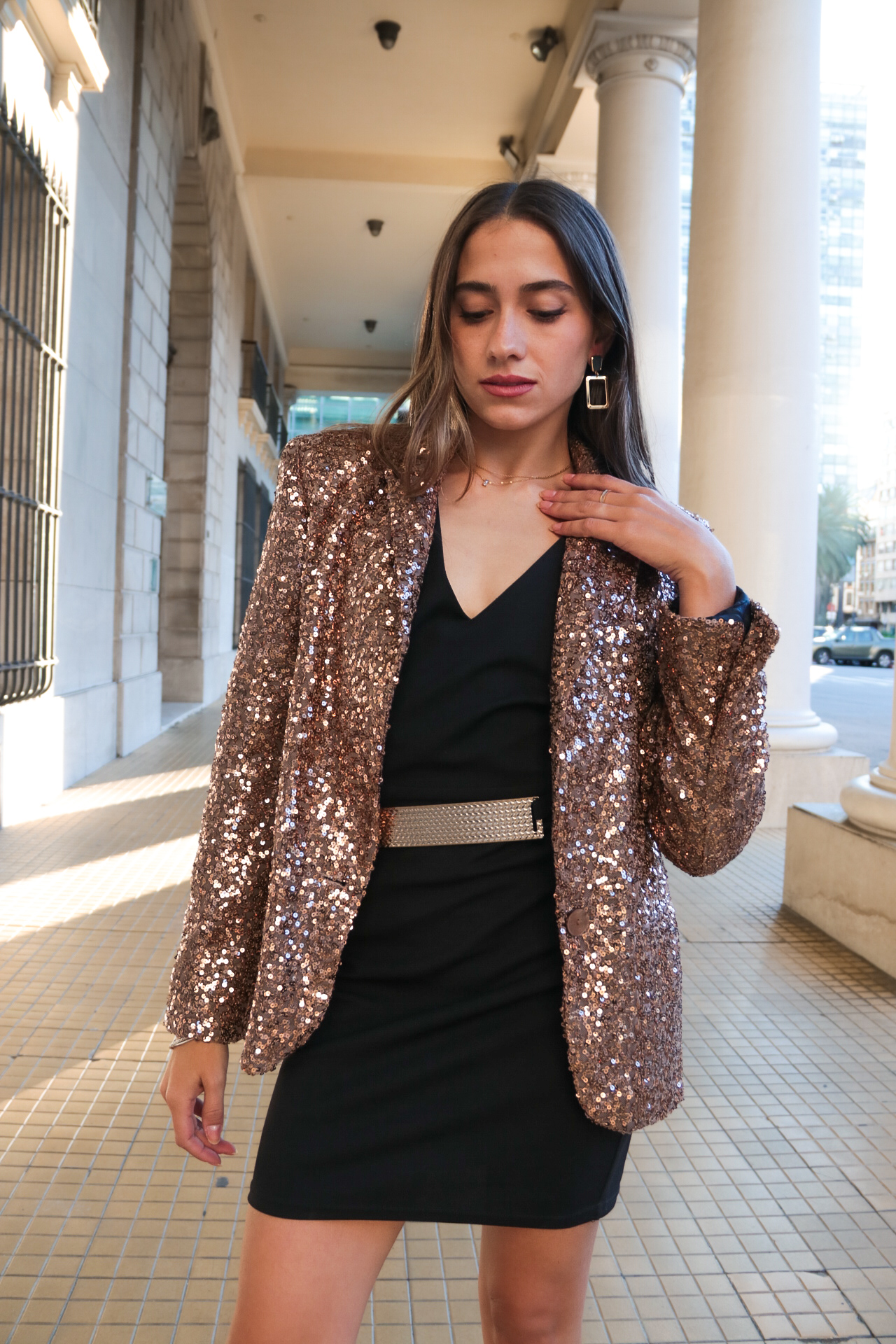 Chaqueta dorada de lentejuelas