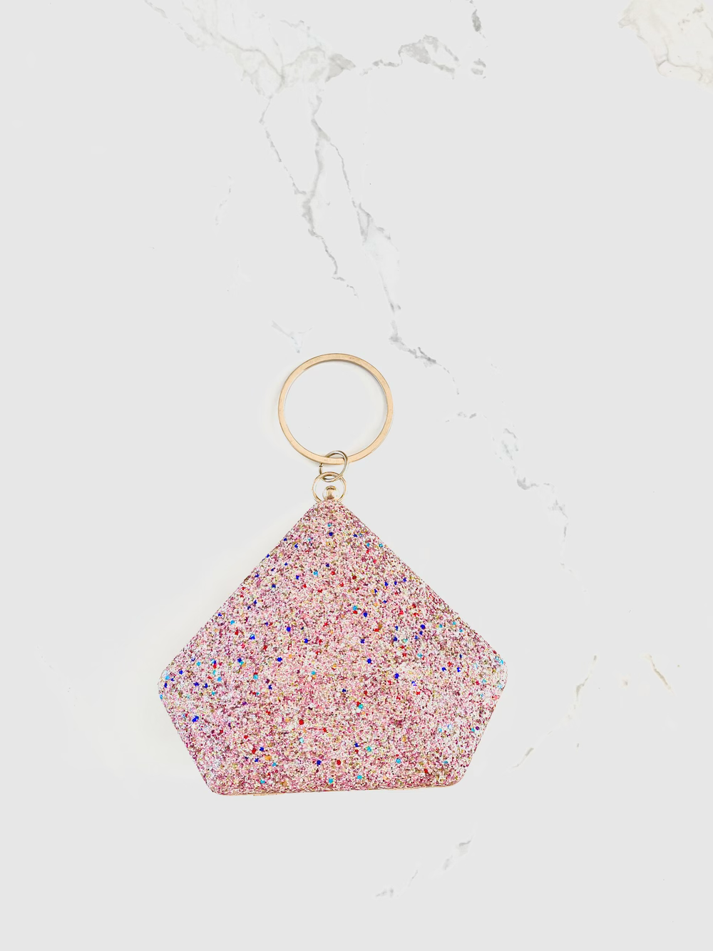 Cartera rosa glitter con aro