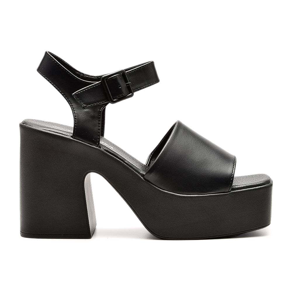 Sandalias negras de plataforma tira ancha