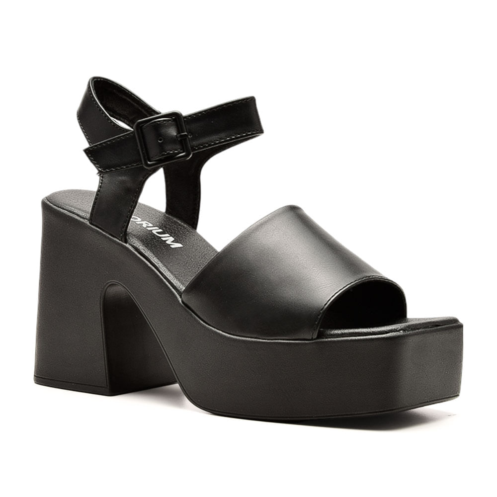 Sandalias negras de plataforma tira ancha