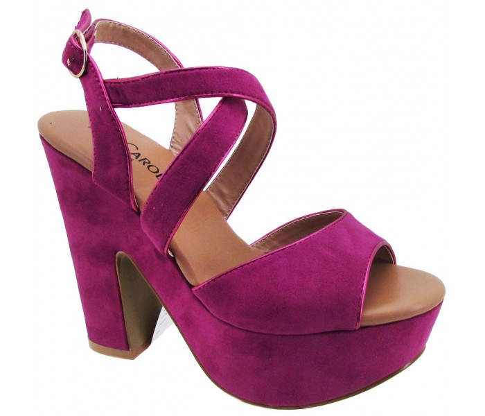 Sandalias fucsia con plataforma y taco grueso