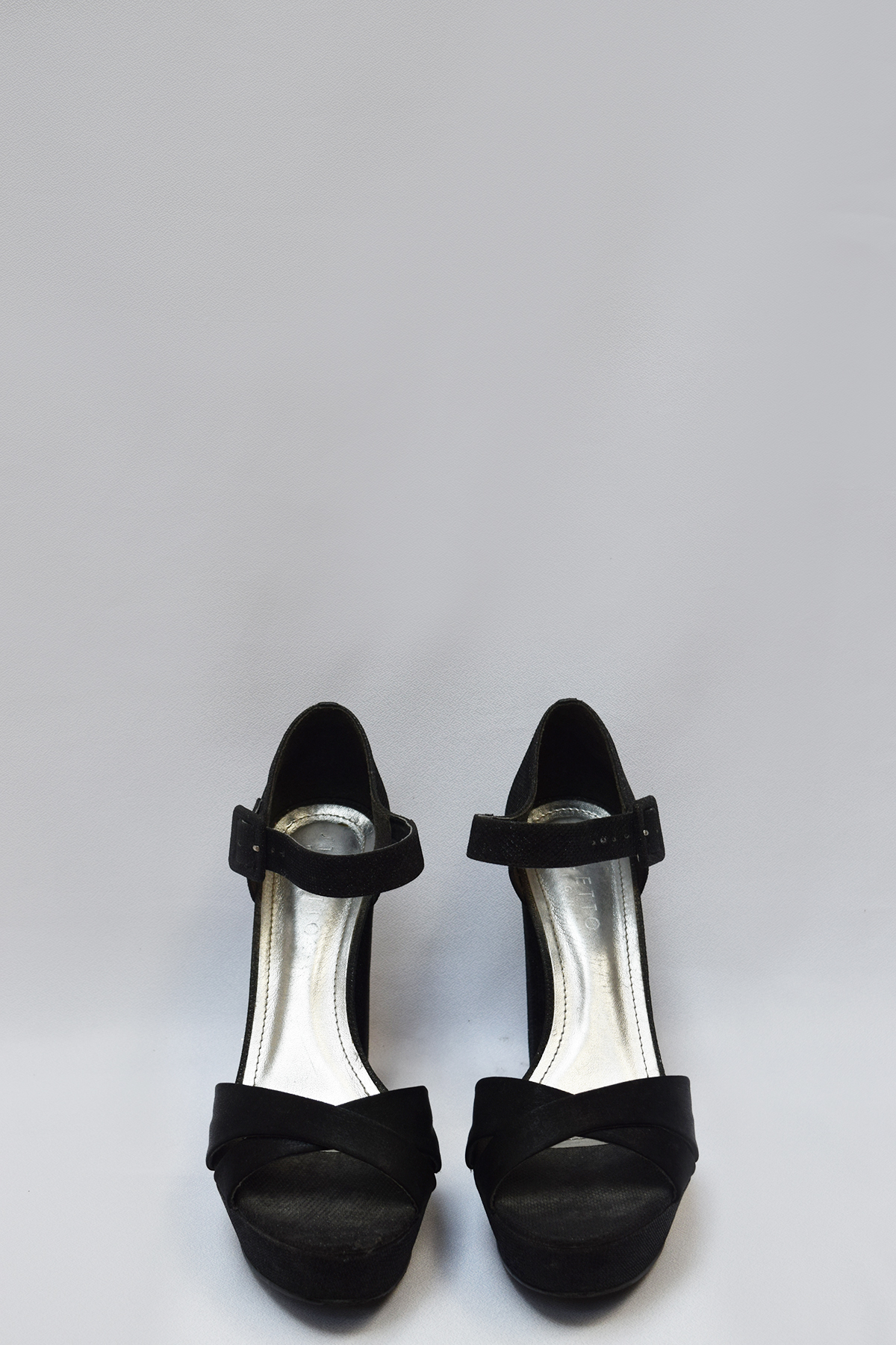 Sandalias glitter negras cruzadas adelante